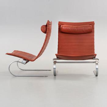 Poul Kjaerholm, fåtöljer, ett par, "PK-20", Fritz Hansen, Danmark 1990.