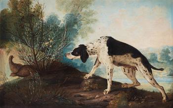 849. Johan Pasch, tillskriven, Landskap med jakthund och hönsfåglar.