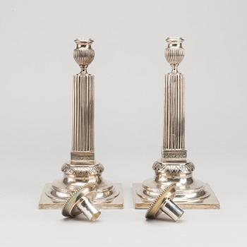 A pair of Swedish 18th century silver candlesticks, marks of Stephan Westerstråhle, Stockholm 1792.