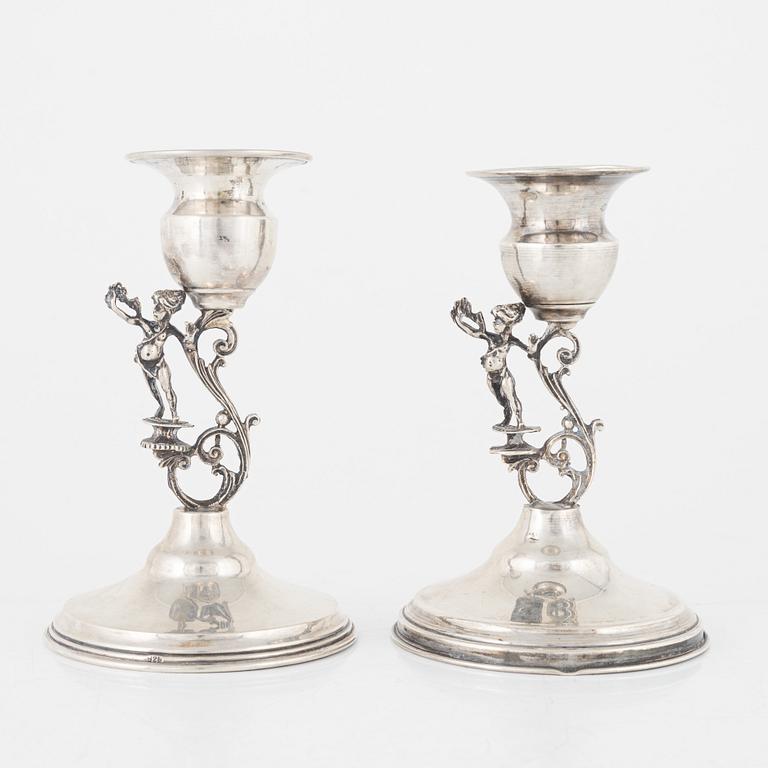 Ljusstakar, ett par, silver, märkta 825.