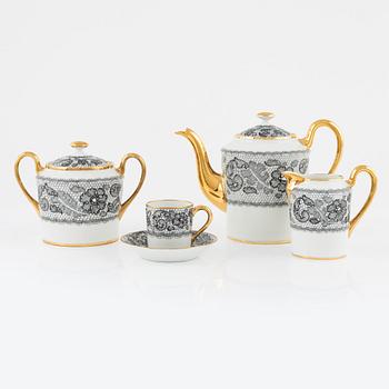 A porcelaine coffee set, Black Lace, Marcel Rochas Paris, Limoges Le Tallec.