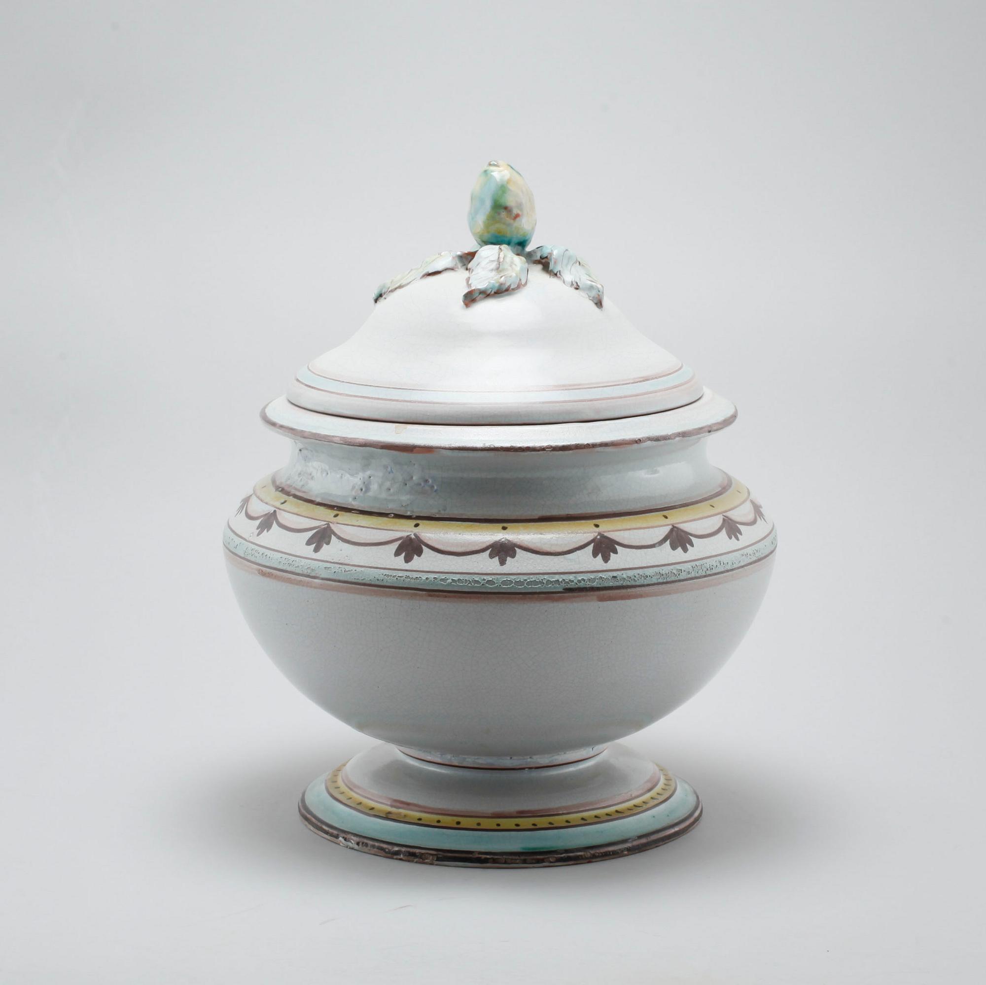 A unique earthenware soup terrine by GABRIEL BURMEISTER for Upsala Ekeby, dated 1921.