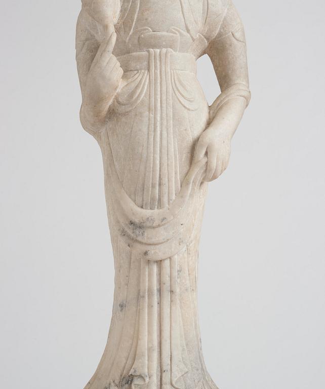 A white stone scultpure of Guanyin, China, presumably early 20th Century.