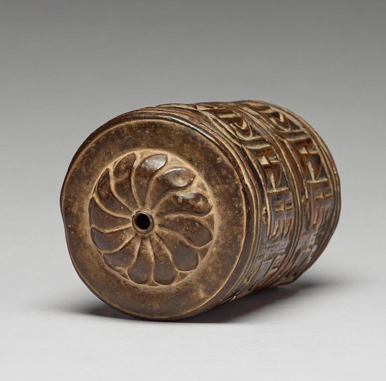 A Tibetan prayer wheel, 18/19th Century.