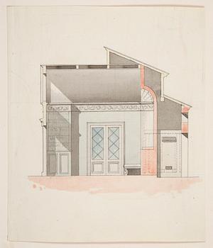 ARKITEKTURRITNING, akvarellerad, osignerad, Sverige 1700/1800-tal.