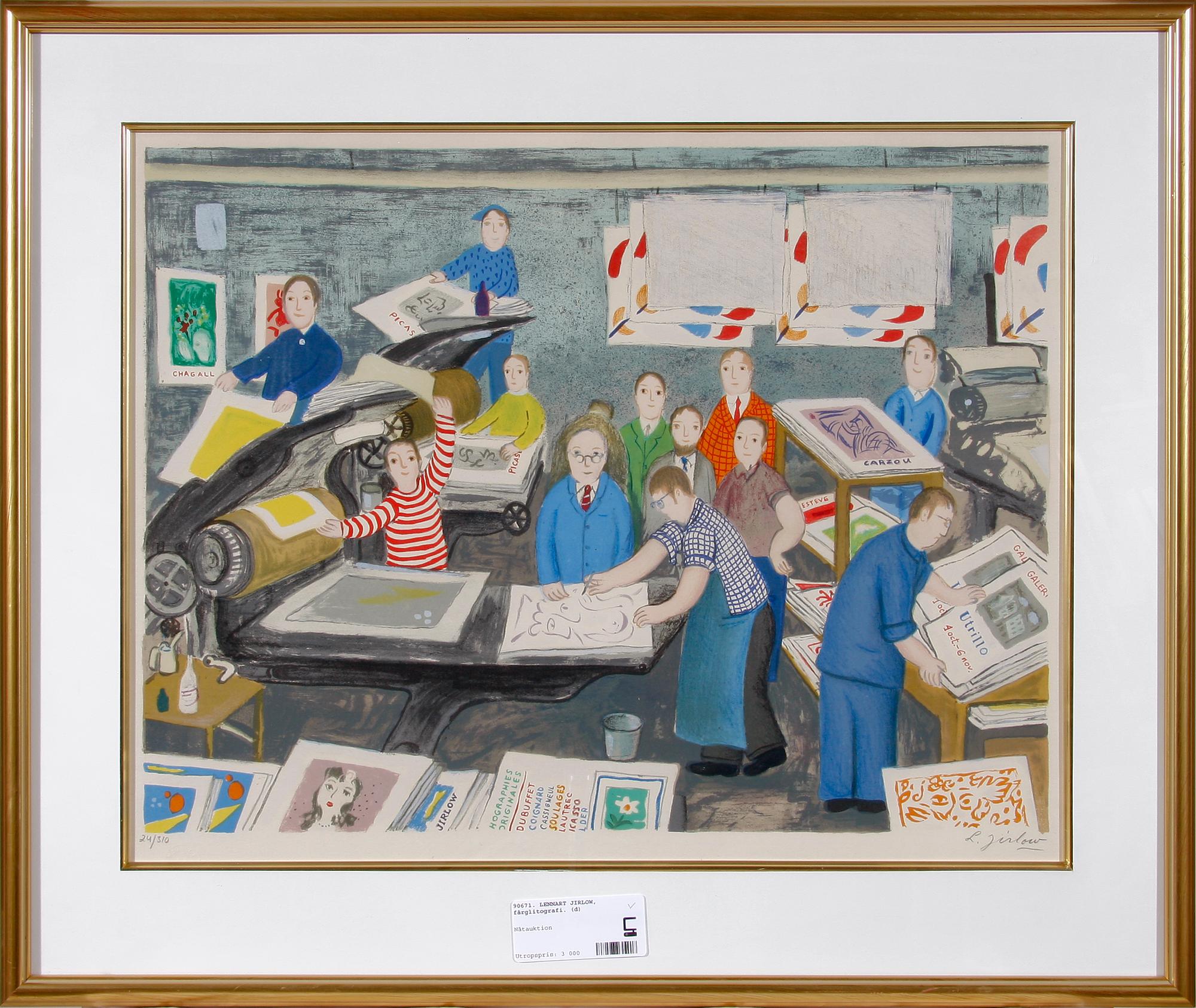 LENNART JIRLOW, färglitografi. Sign o numr 24/310.