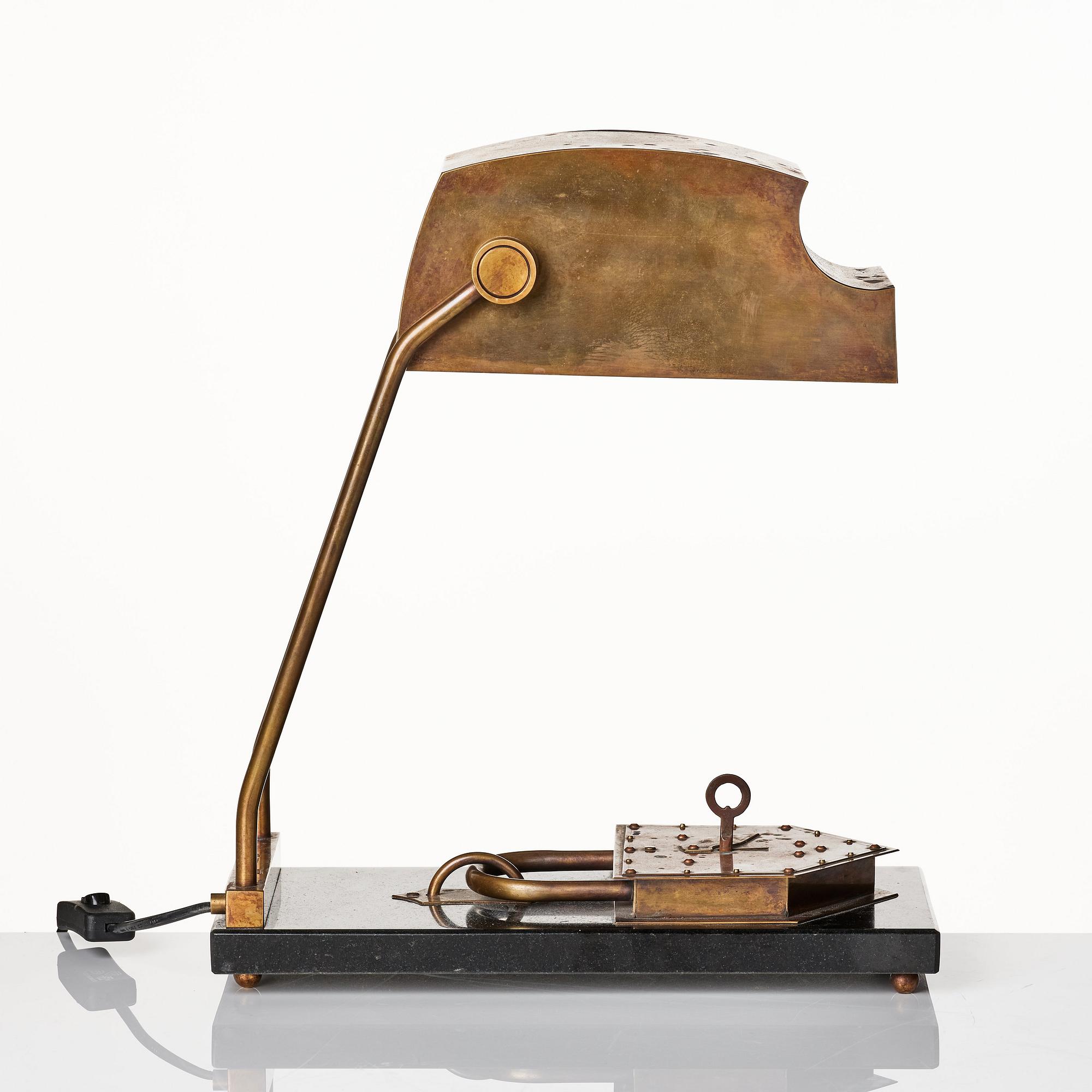 An Austrian brass table lamp, Vienna 1928.