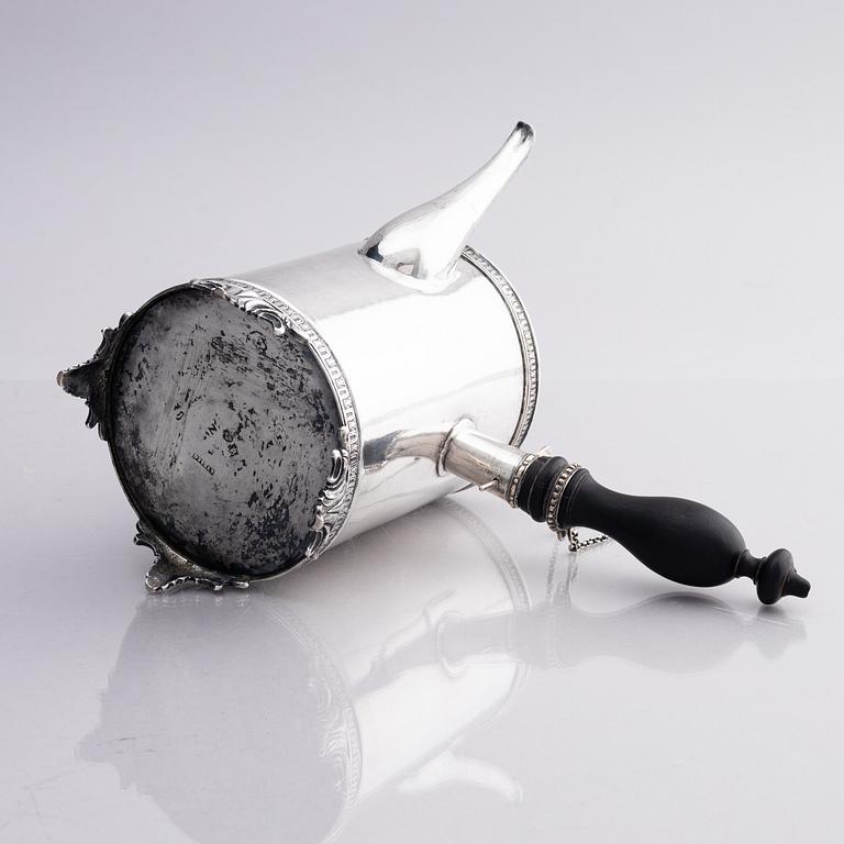 A Swedish Gustavian 18th century silver coffee-pot, mark of Simson Ryberg, Stockholm 1782.