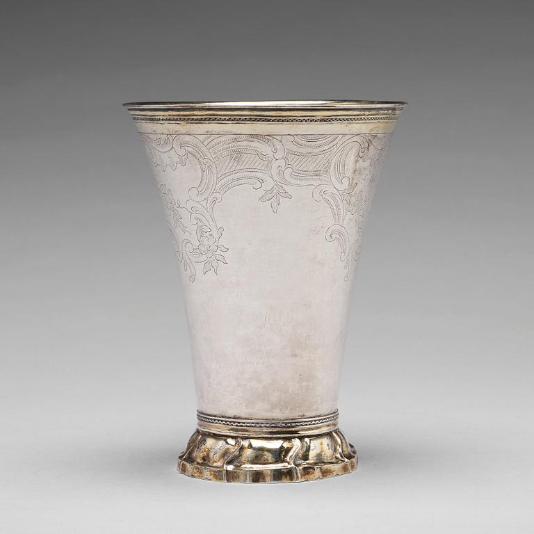 A Swedish 18th century parcel-gilt silver beaker, mark of Jacob Lampa, Stockholm 1775.