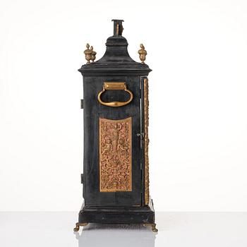 An ebonised George III striking bracket clock with pull repeat marked 'John Taylor London', late 18th century.