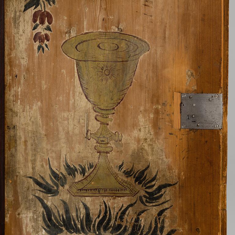 A PAINTED PINE CUPBOARD DATED FROM 1805 JÄMTLAND, SWEDEN.