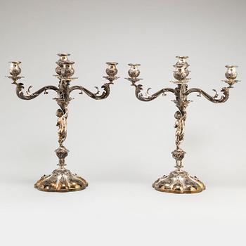 A  1950/60's pair of silver (800) candelabras by Valle & Gandini, Firenze, Italy.