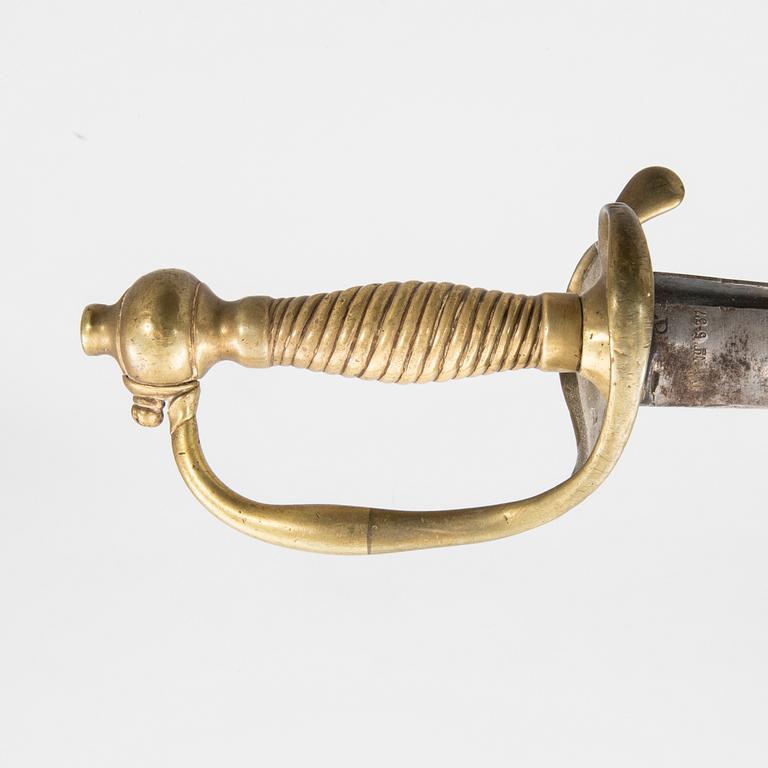A Swedish sarbre m/1831 and cutlass for the swedish army, m/1856.