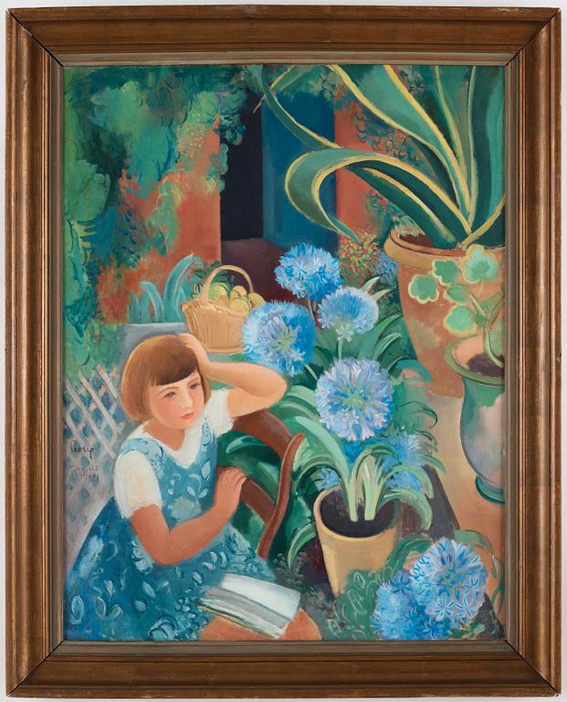 Arthur Percy, "Girl among blue flowers".