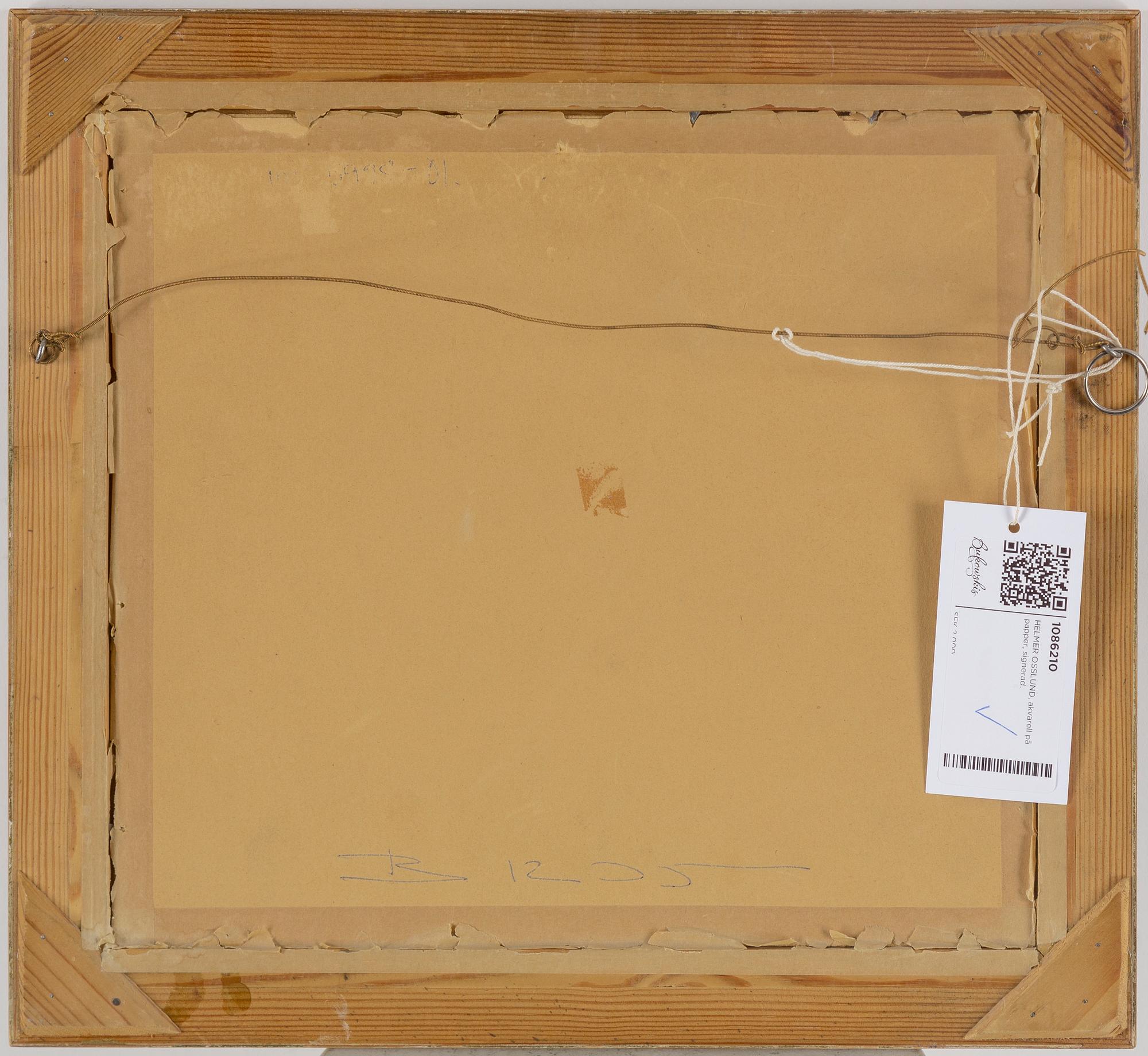 HELMER OSSLUND, watercolor, signed.