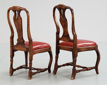 Two similar Swedish Rococo chairs, 18th Century.