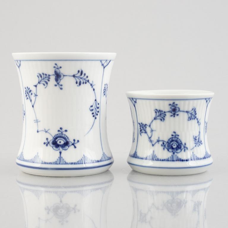 Two 'Blue Fluted' / 'Musselmalet rifflet' porcelain vases, Royal Copenhagen, post 1923.