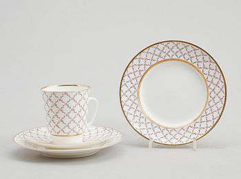 TESERVIS, 20 delar, porslin, Lomonosov, Ryssland, 1900-talets mitt.