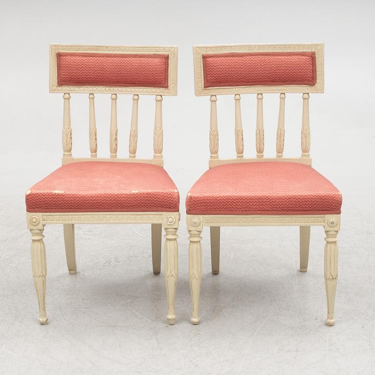 A set of five late Gustavian chairs, circa 1800.