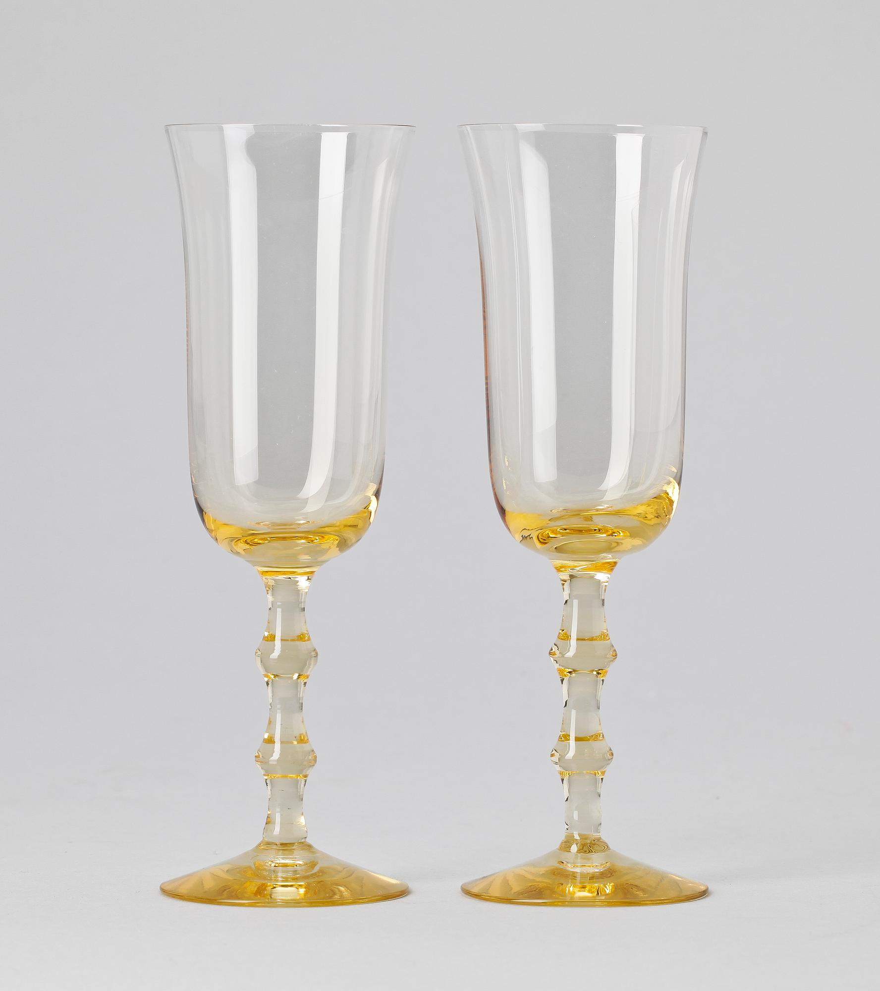 VINGLAS, 12 st, "Salut", Simon Gate, Orrefors, 1900-tal.