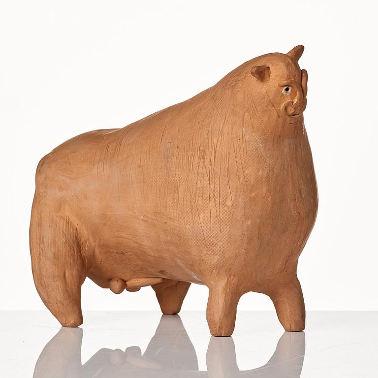 Erik Höglund, a terracotta sculpture of a bull, Sweden, signed and dated -55.