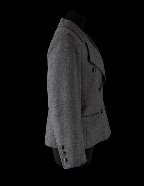 A grey wool jacket by Yves Saint Laurent.
