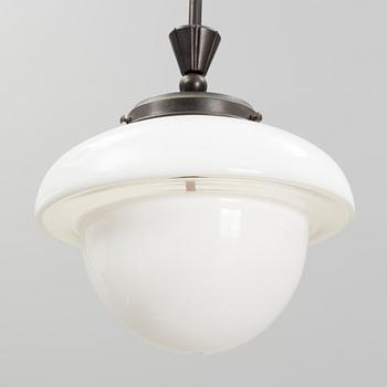 A pair of glass and patinated brass ceiling lights, Asea, 1930's.