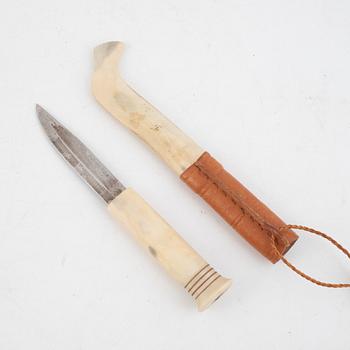 Thore Sunna, a reindeer horn knife, signed.