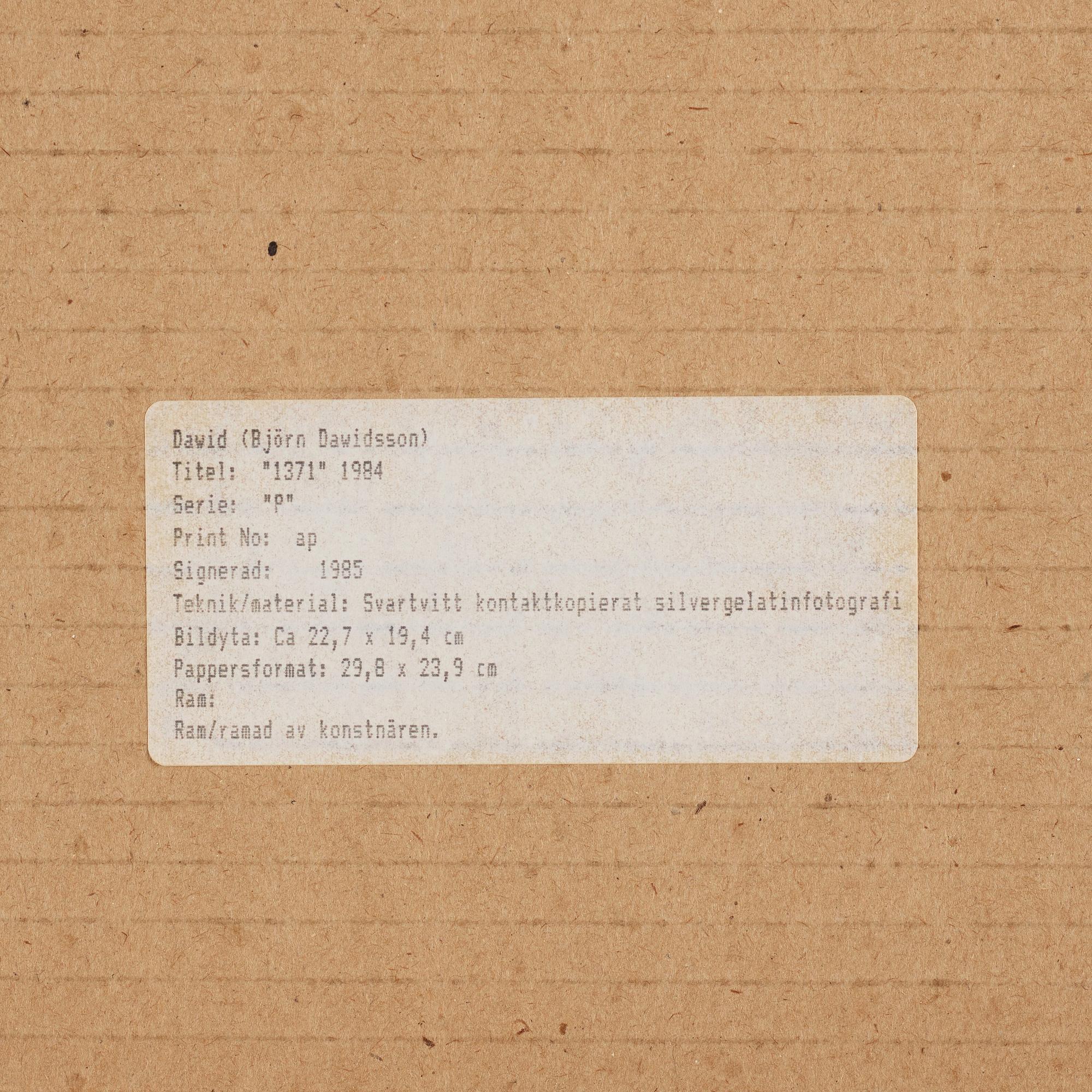 Dawid (Björn Dawidsson), "P 1371", 1984.