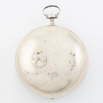 A silver double-case pocket watch by Robert Markham (watchmaker in London c 1725).