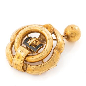 Brooch/pendant, 18K gold and enamel, 19th century.