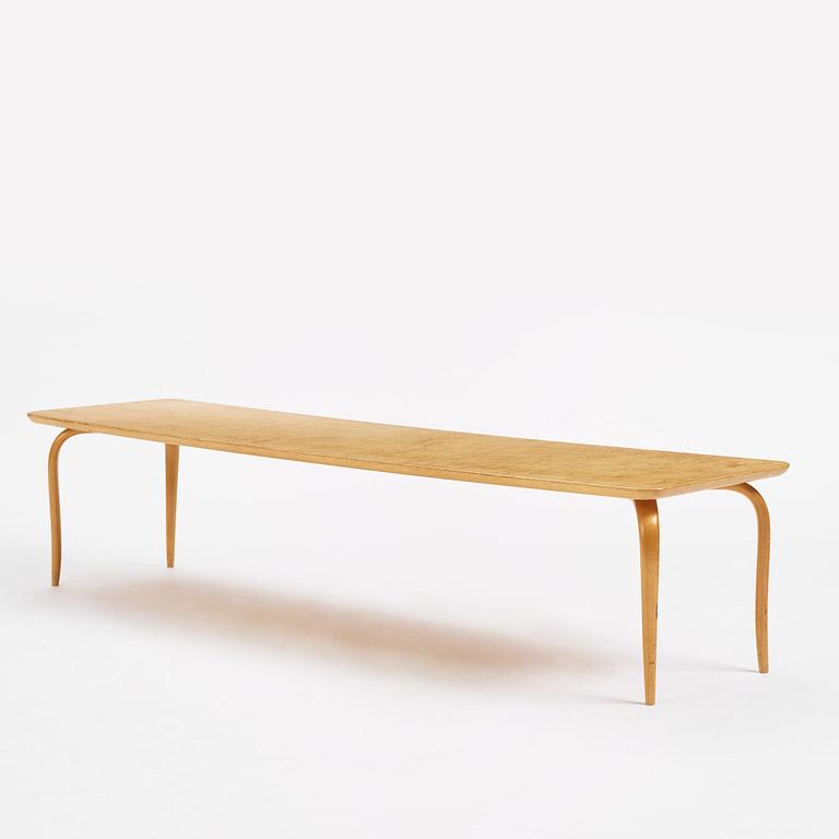 Bruno Mathsson, a birch bench/table, Firma Karl Mathsson, Värnamo, 1961.