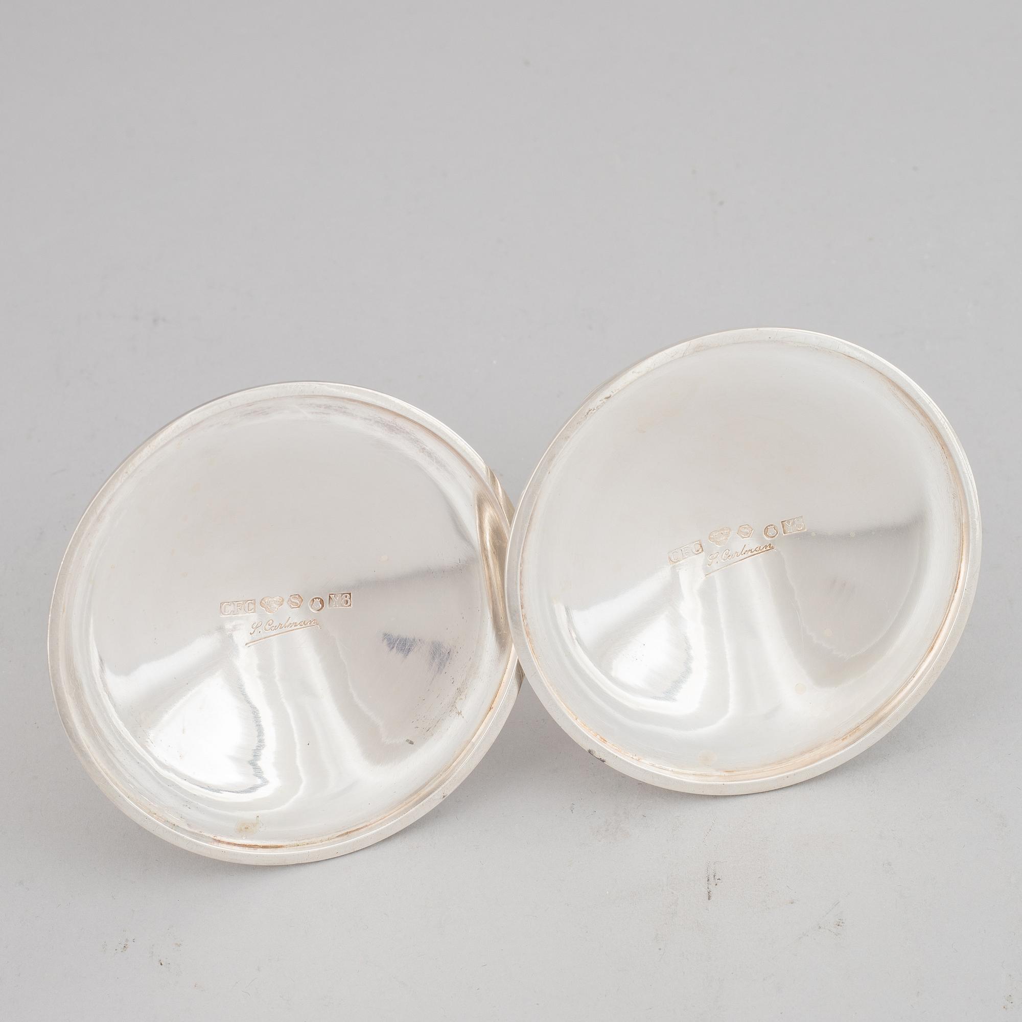 Sven Carlman, ljusstakar, ett par, silver, CF Carlman, Stockholm 1949.