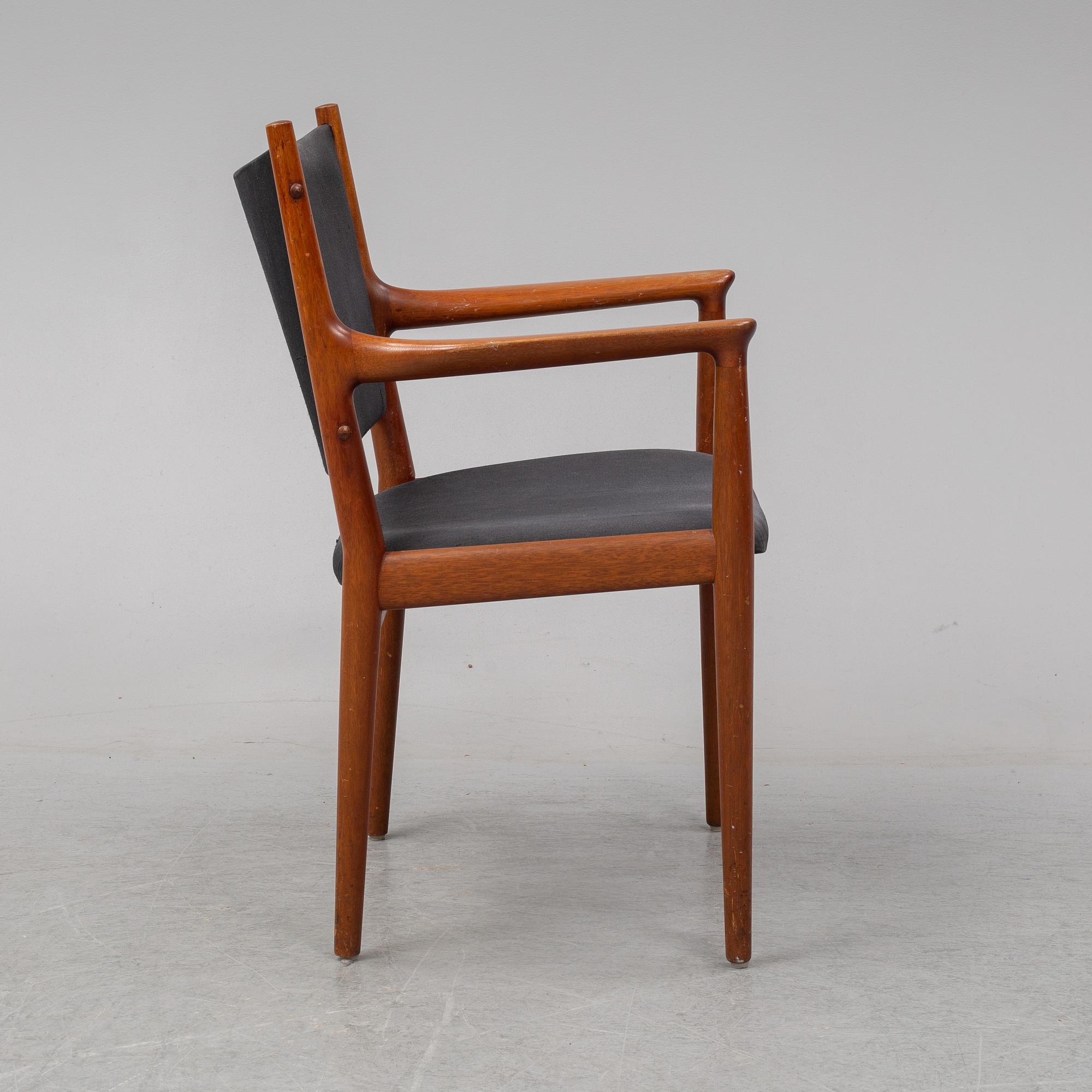 A teak armchair by Hans J Wegener for Johannes Hansen.