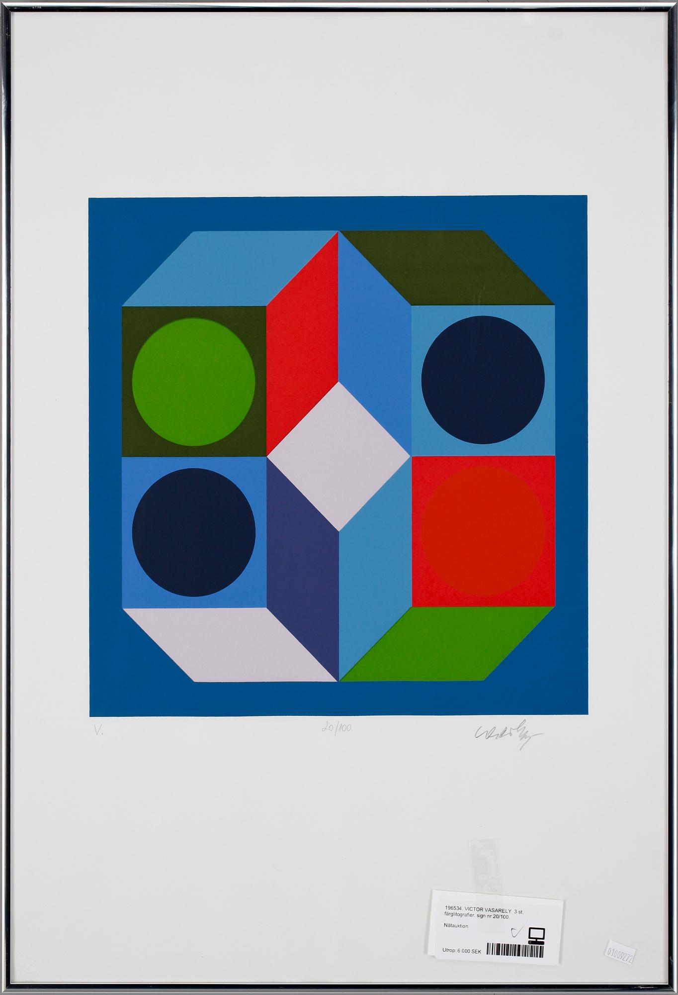 VICTOR VASARELY, färglitografier, 3 st, sign o numr 20/100.