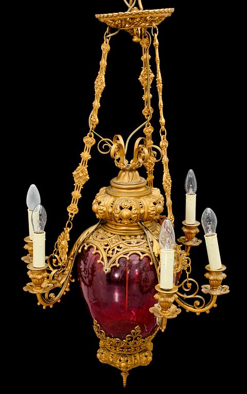 TAKLAMPA, 1800-talets slut. Höjd ca 100 cm.