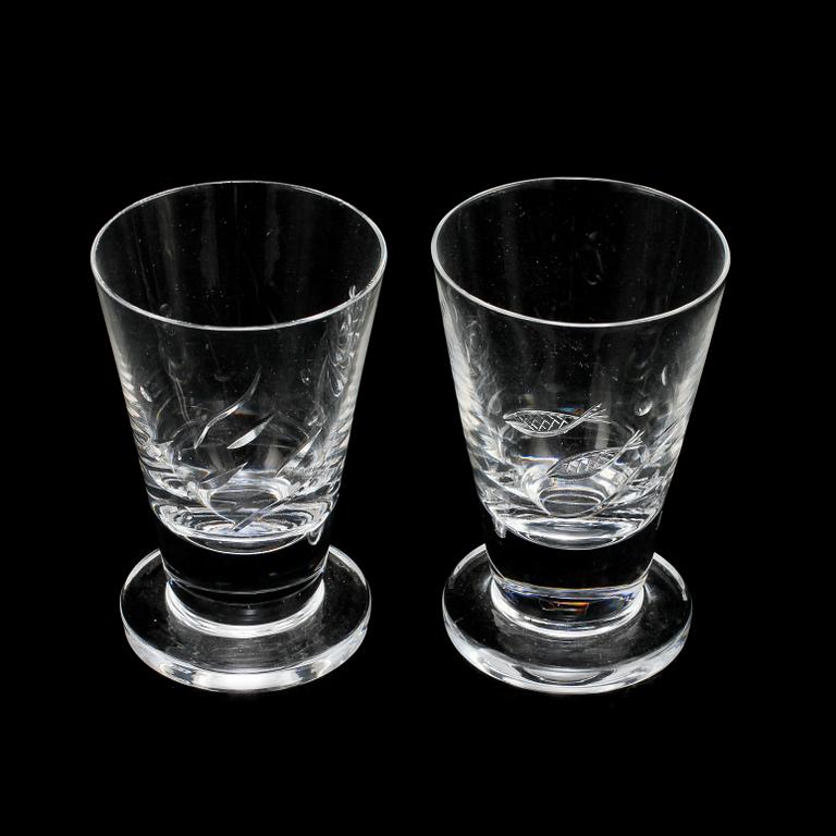 KARAFF samt GLAS, 4 st, Edward Hald, Orrefors, 1900-talets andra kvartal.