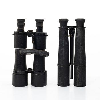 Kikare 2 st, Carl Zeiss Jena DE 10x50 samt en fransk 1800-talskikare.