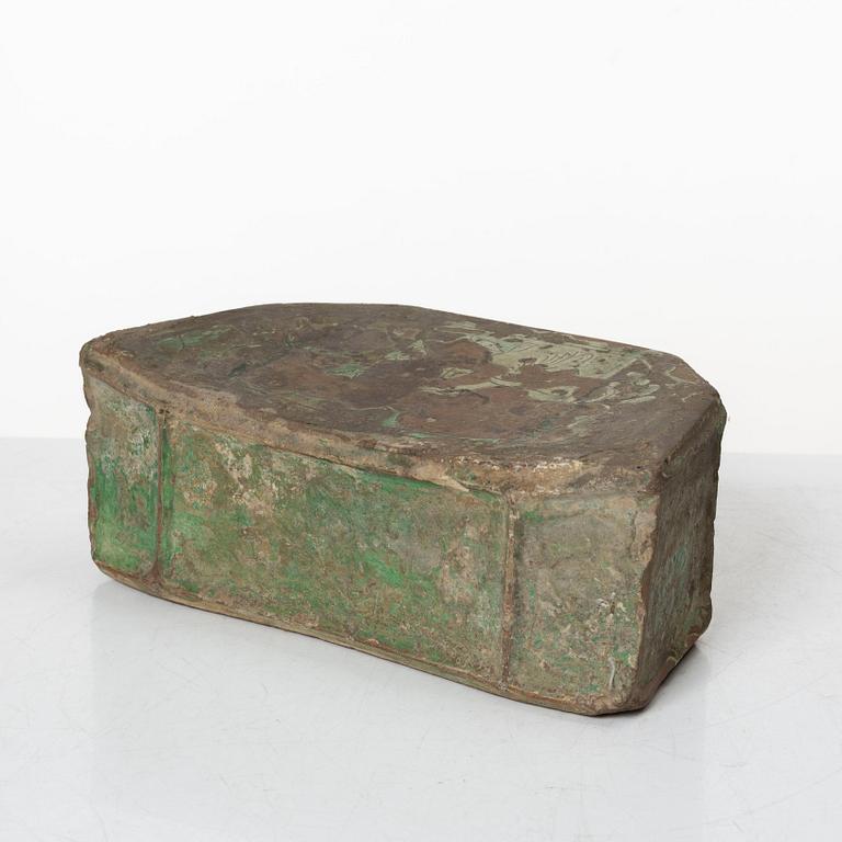 A Chinese glazed ceramic pillow, Song dynasty (960-1279).