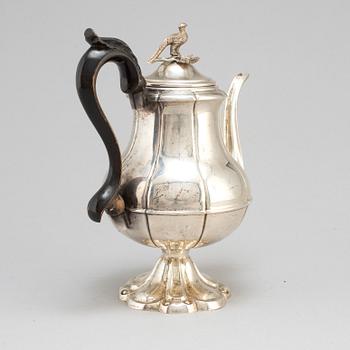 A Swedish 19th century silver coffee-pot, mark of Carl Nystrom, Stockholm 1848.