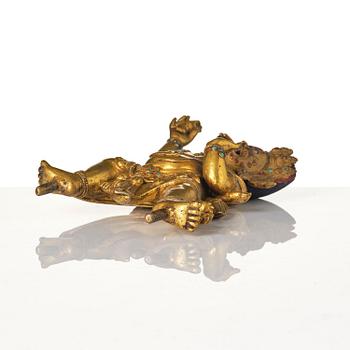 A Sinotibetan gilt bronze figure of Vajrapani, 20th century.