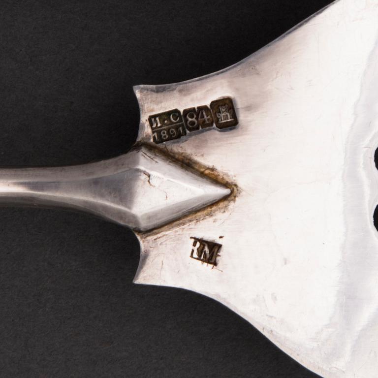 BESTICKUPPSÄTTNING, 6 ST, silver, Ryssland, 1890-tal.
