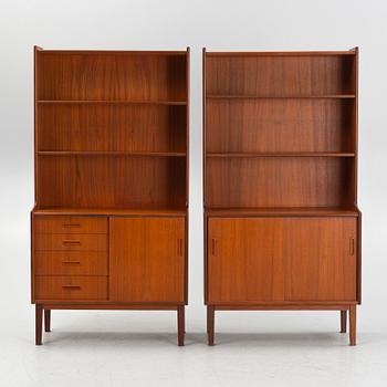 A pair of Scandinavian bookshelves, 1960's.