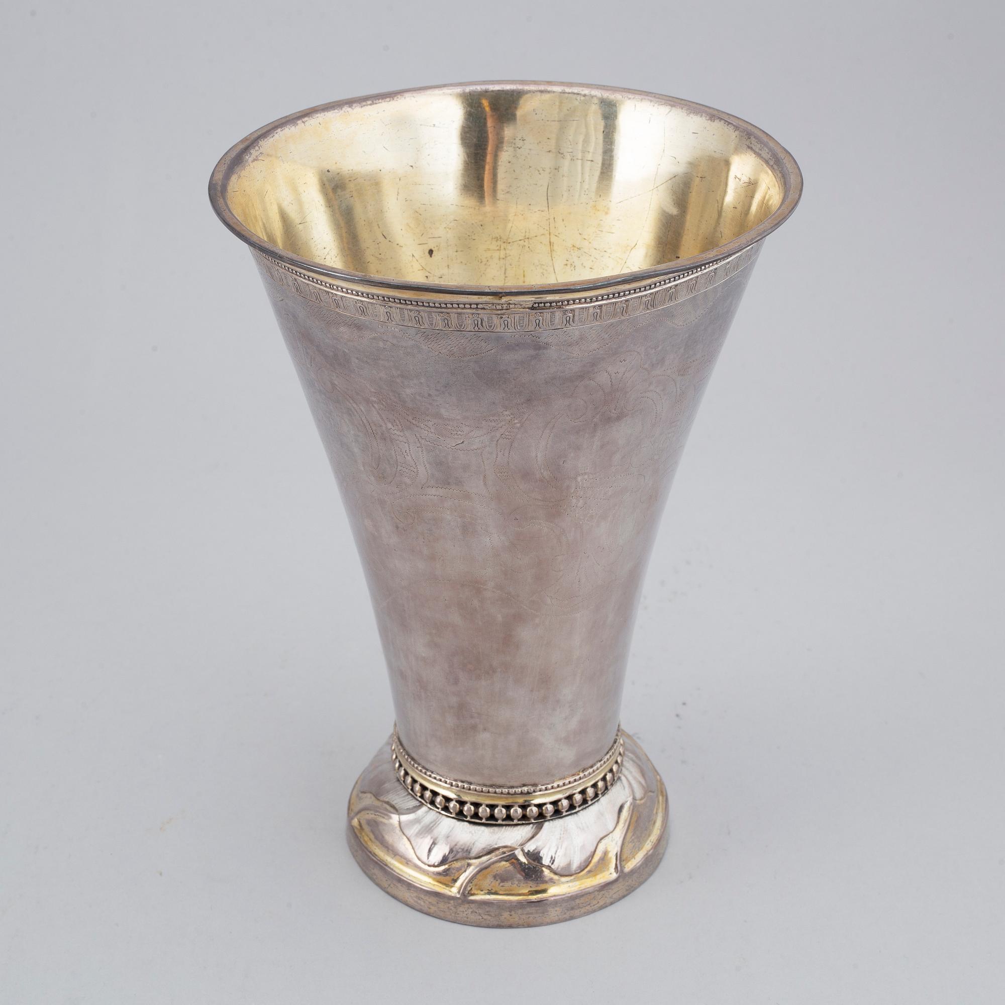 A parcel gilt silver beaker, mark of Erik Ernander, Uppsala 1791.