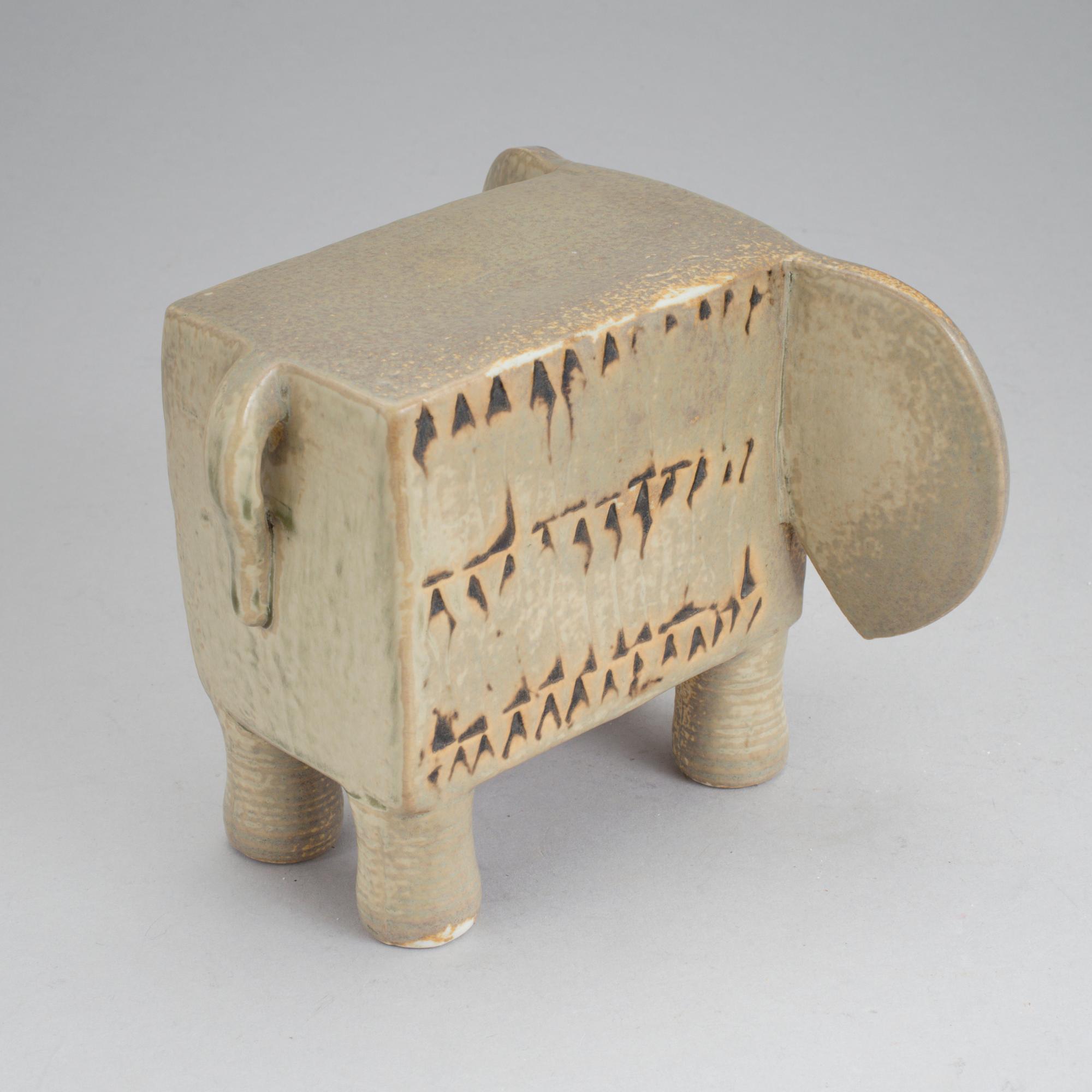 A stoneware figurine 'Elefant' designed by Lisa Larson fro Gustavsberg.