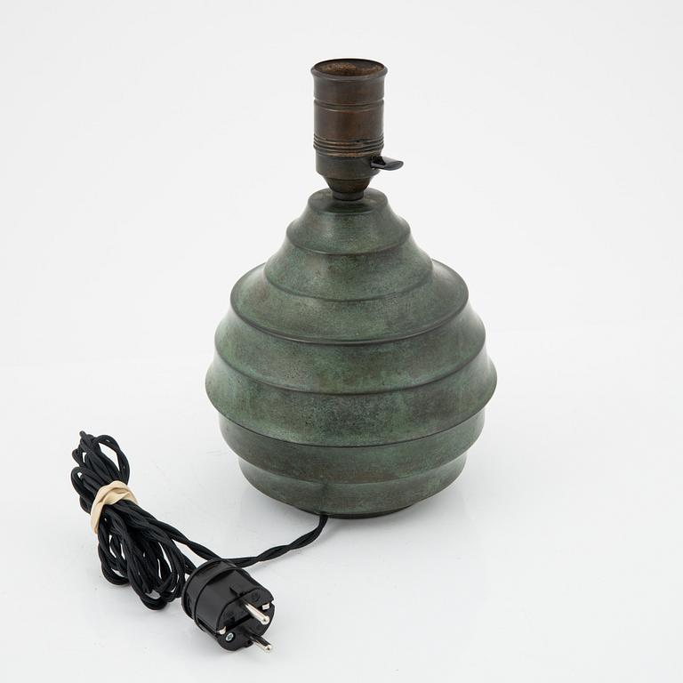 A patinated brass Art Déco table lamp, 1930's.