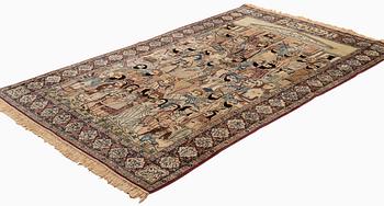 A Persian Kerman Laver 'Mashahir' ( 'The rulers of the world') rug, ca 240 x 147 cm.