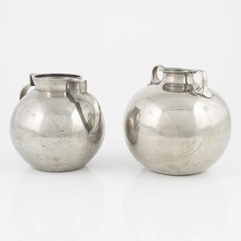 Two pewter vases, bearing the mark of GAB, Stockholm, 1935 and 1936.