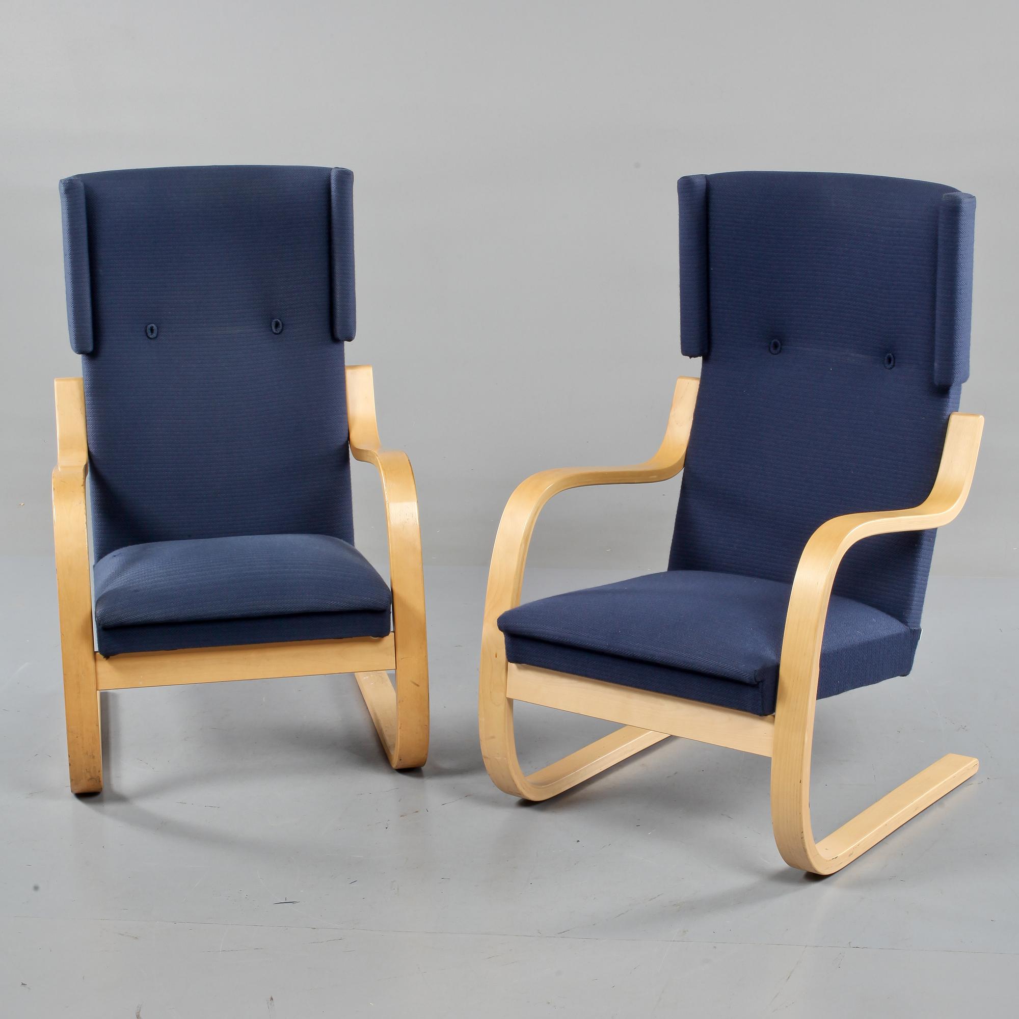 FÅTÖLJER, ett par, modell 401", Alvar Aalto, Artek, modell formgiven 1947.
