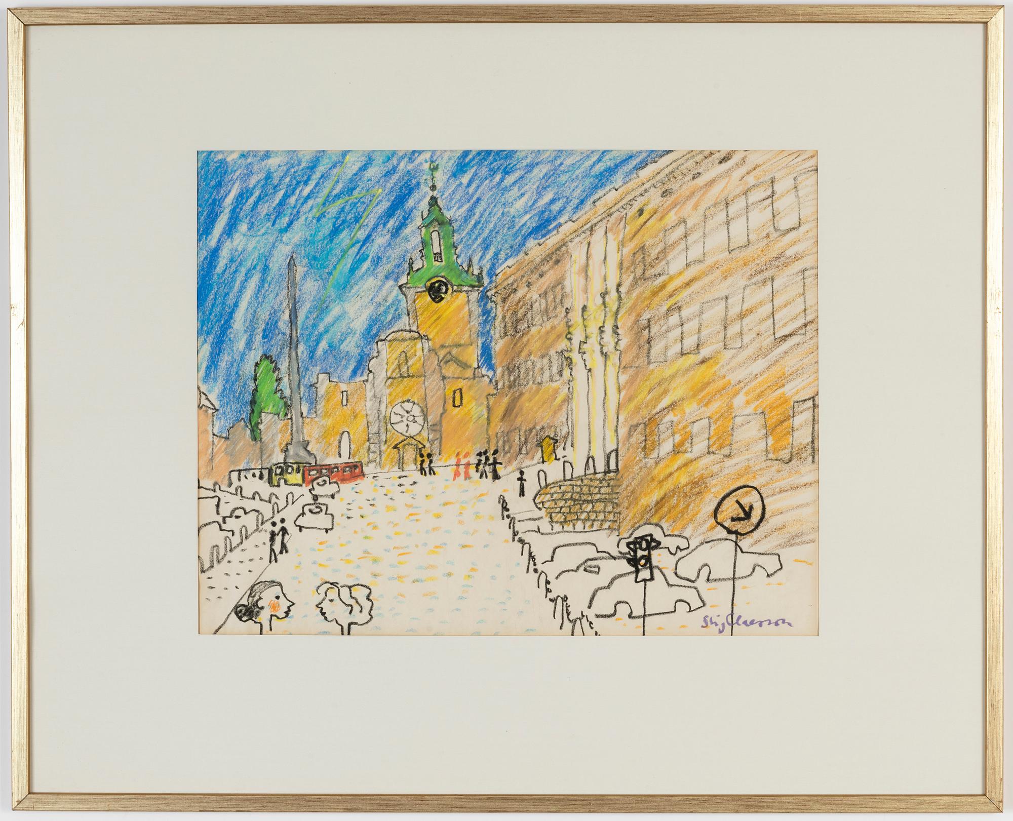 Stig Claesson, pastel, signed.